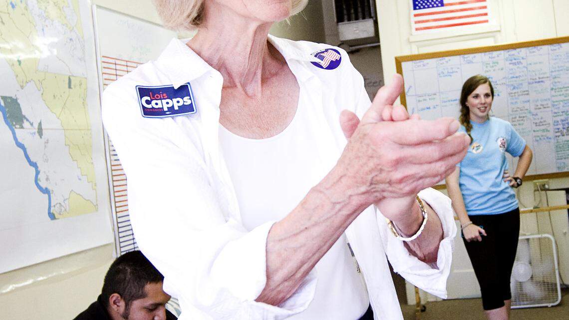 U.S. Rep. Lois Capps visits her SLO County campaign headquarters on Broad Street in San Luis Obispo on Election Day.