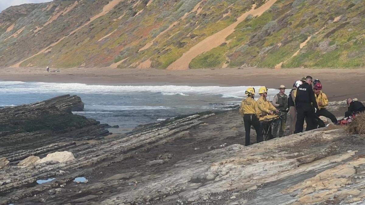 An injured horseback rider was airlifted by helicopter to an ambulance at Montaña de Oro State Park on Jan. 17, 2025.