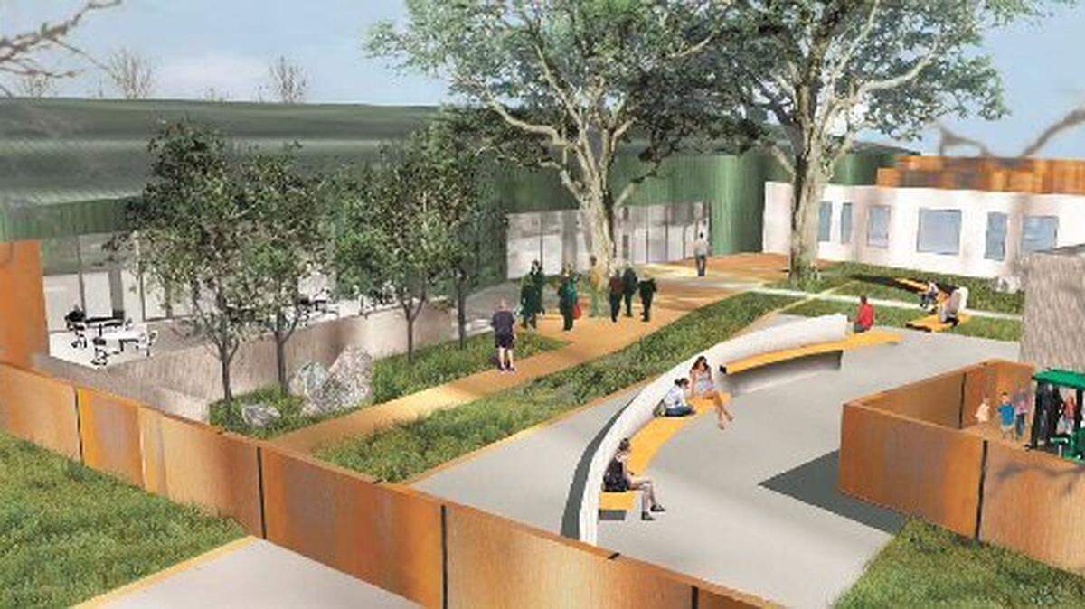 An architectural rendering of a new Homeless Services Center planned for San Luis Obispo