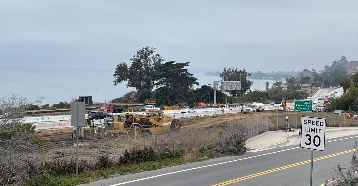 Highway 101 construction work in Summerland in southern Santa Barbara County.