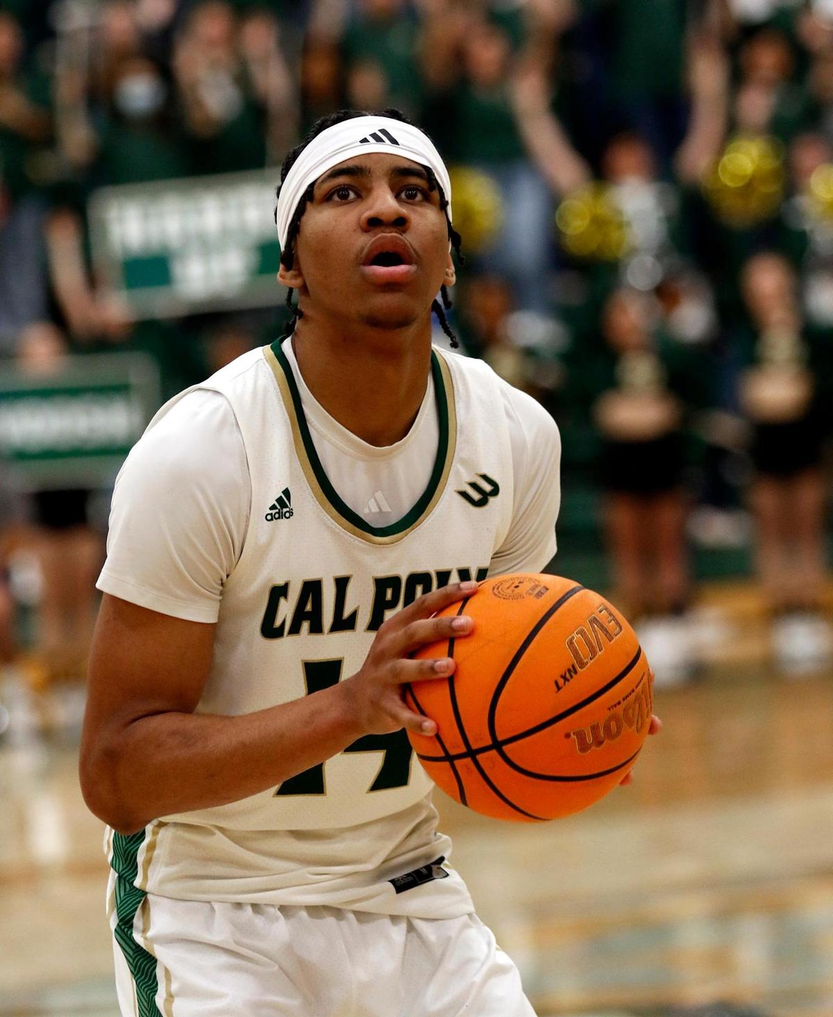Cayden Ward takes a free throw during a basketball game against Cal State Bakersfield, Saturday, March 1, 2025, at Mott Athletics Center.