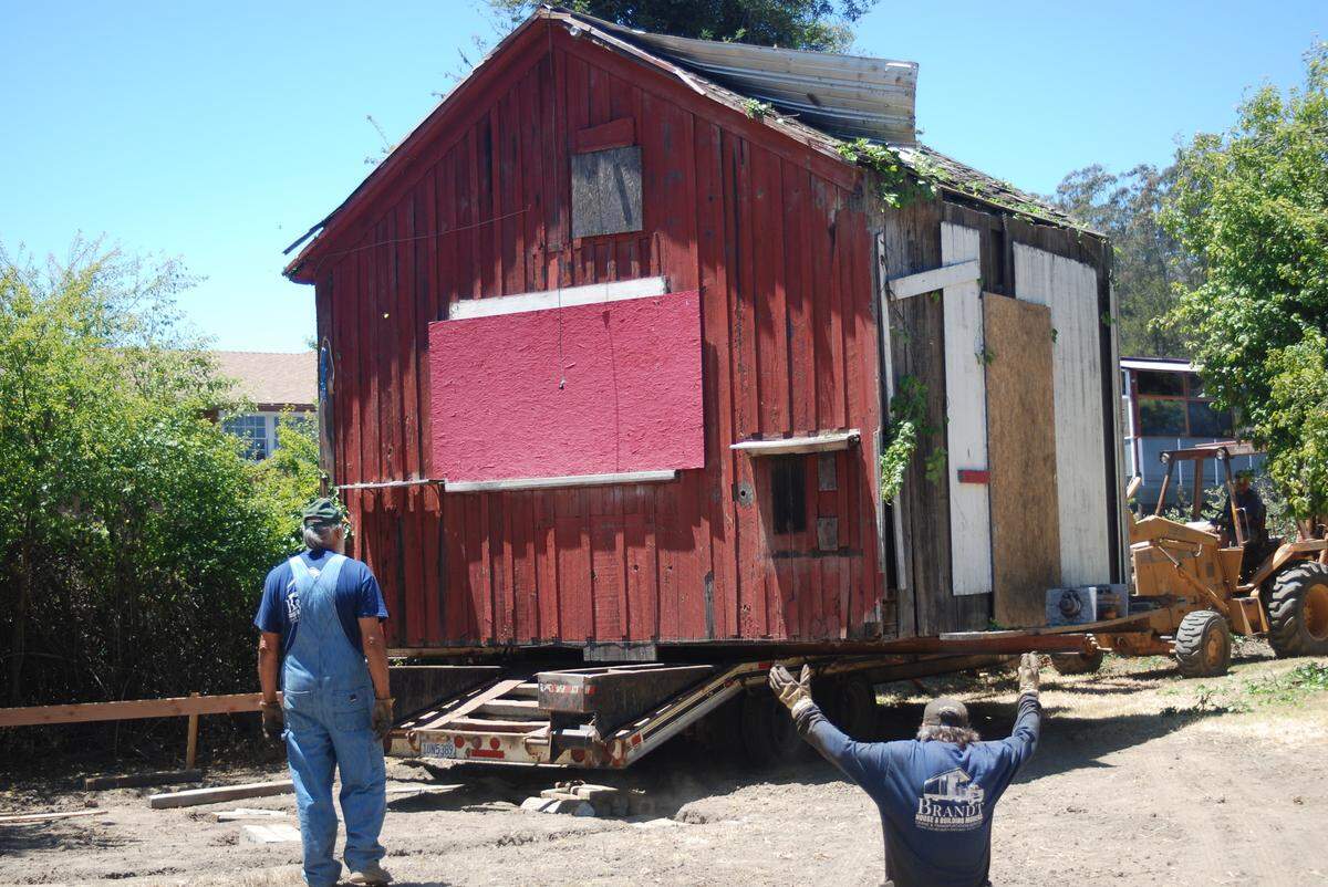 As part of its project to preserve and highlight the circa-1880s Chinese Temple in downtown Cambria, Greenspace — The Cambria Land trust moved it closer to its original location.