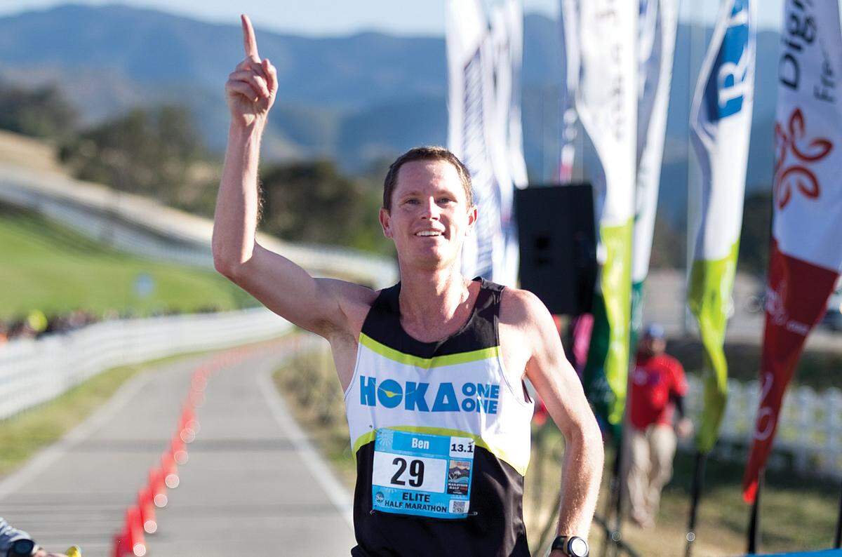 Former Cal Poly grad Ben Bruce finished first in the SLO Half Marathon with a time of 1:10:55 in 2015. The race was canceled for 2020.