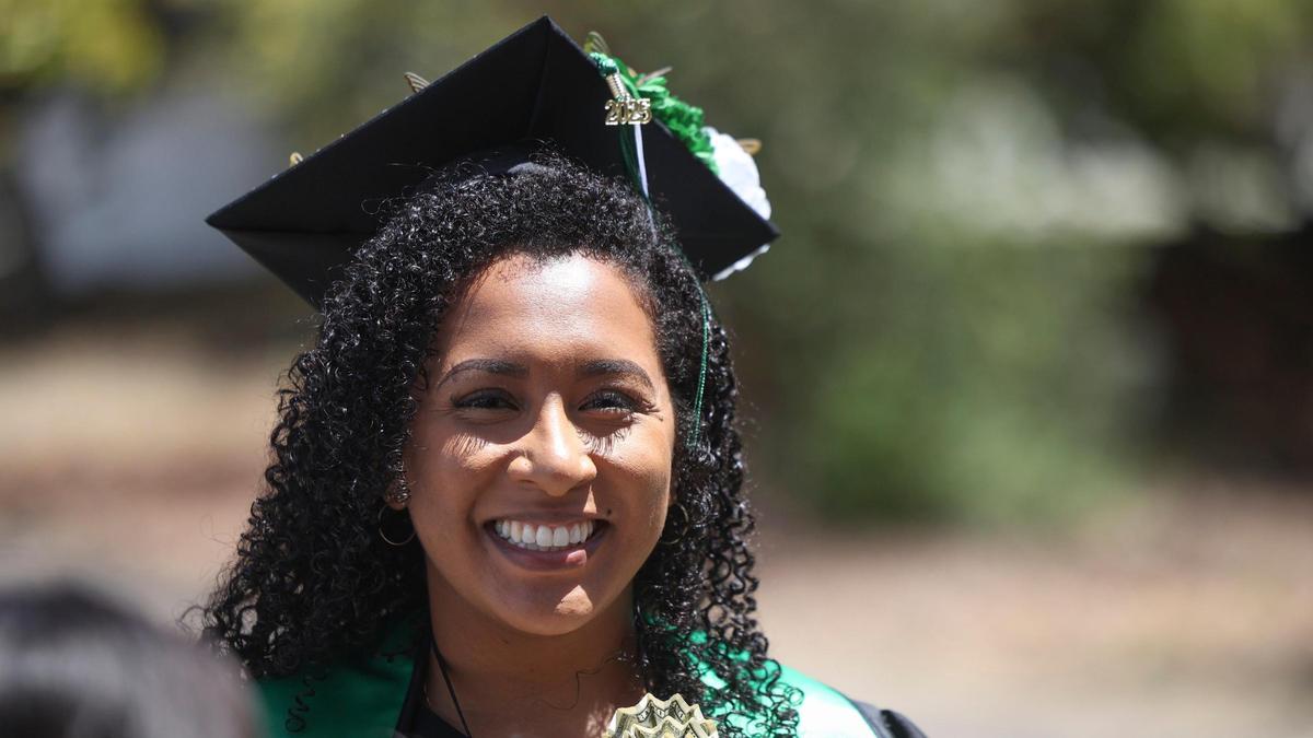 Arianna Chaves smiles with her family after getting a business administration diploma. Cuesta College celebrated its 60th Commencement Ceremony on campus May 23, 2025.
