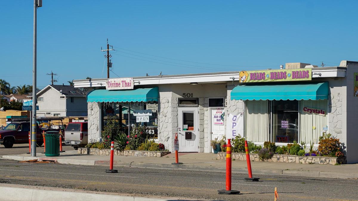 Divine Thai has seen a significant decline in business since construction on West Grand Avenue got underway in Grover Beach in the summer of 2024, pictured Thursday, Jan. 9, 2025. The $4.2 million West Grand Avenue Streetscape Fourth-Eighth Street Project will makes significant changes to the road between Fourth Street and Eighth Street, with construction projected to last until the spring or summer of 2025.