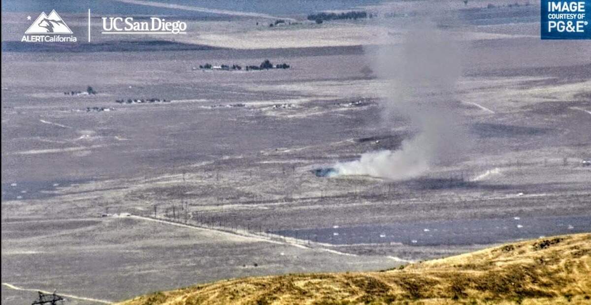 Plumes of smoke rise from the Solar Fire that burned 200 acres in the California Valley area of eastern San Luis Obispo County on Saturday, June 13, 2026.
