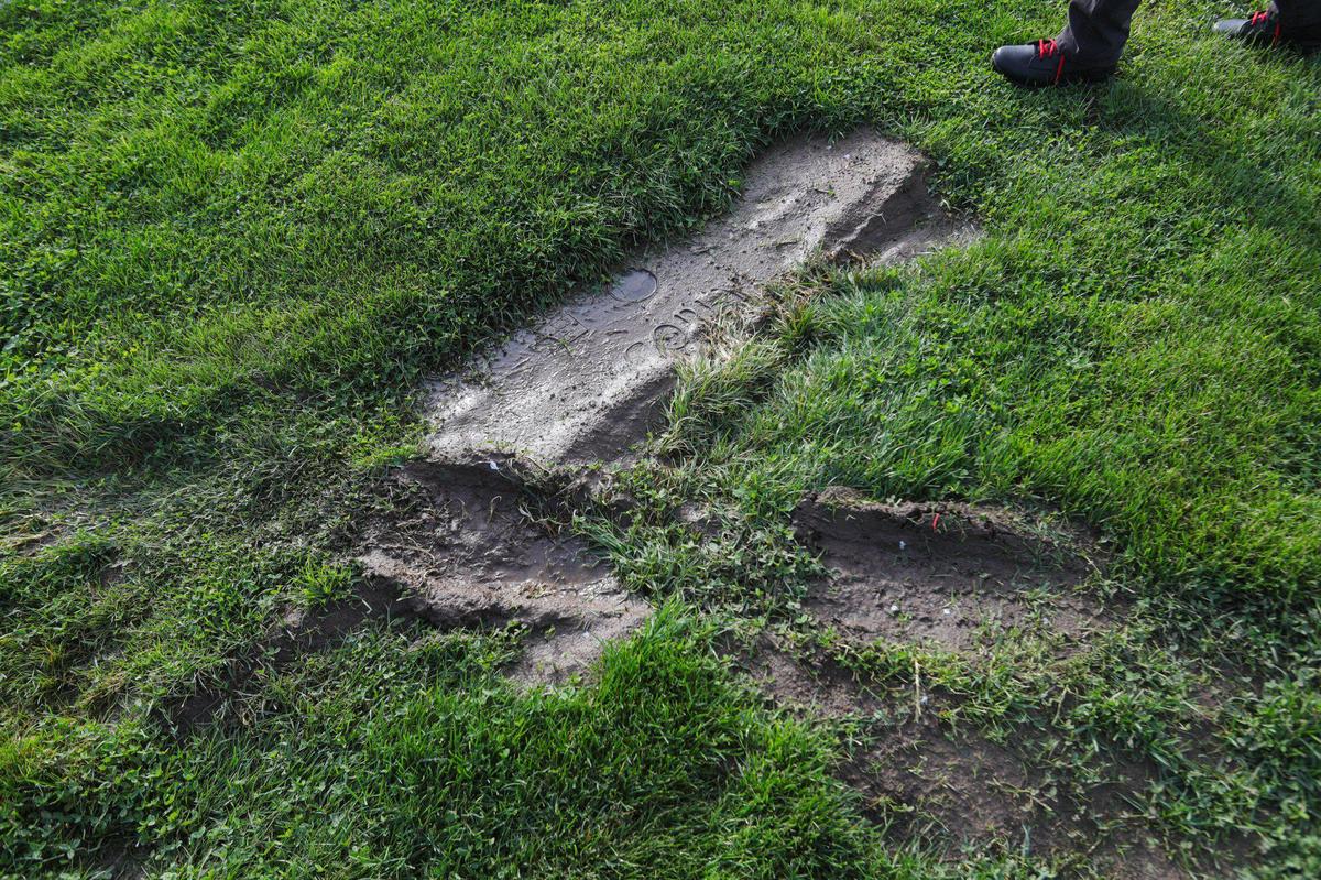 Several grave markers were covered in mud and tire tracks at the Los Osos Valley Memorial Park. Richard Carsel, secretary for San Luis Obispo Ministerial Association and attorney, is unhappy with maintenance at the cemetery. He has officiated over 30 services at the cemetery, and he has seen a deterioration in the upkeep since the ownership changed.