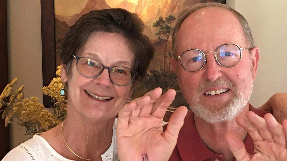 Retired San Luis Obispo therapist Linda Lewis Griffith, left, poses for a picture with her husband.