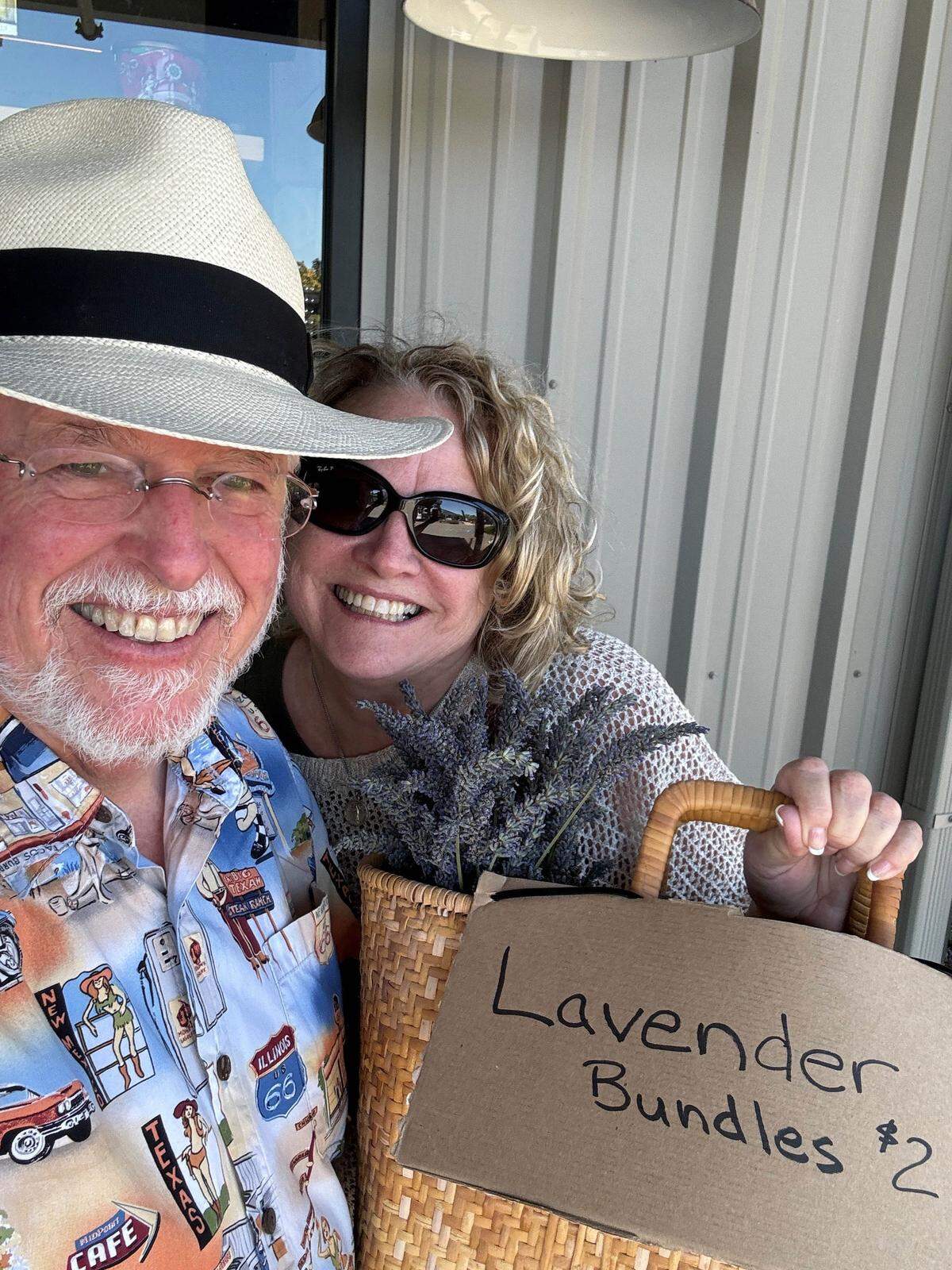 San Luis Obispo residents Ron and Sheree Cogan take a moment to shop during their Italian-themed California road trip.