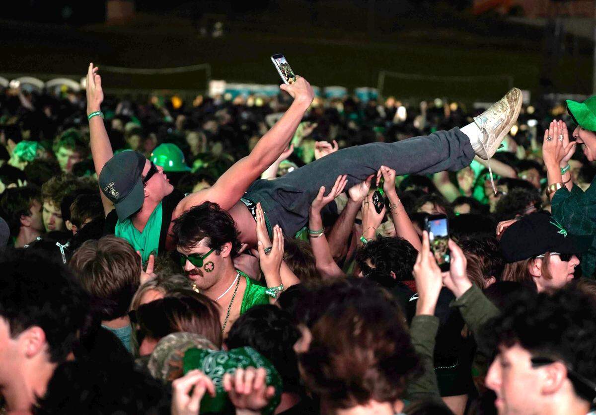 Thousands of students flocked to the second annual Morning on the Green music festival in the early morning hours of March 14, 2026. The music festival is an attempt to curb St. Fratty’s Day street partying in the neighborhoods near Cal Poly.