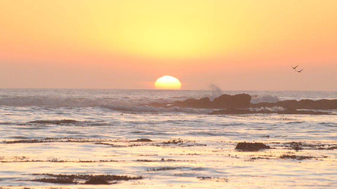 Longer-period swell arriving along the San Luis Obispo County coastline.