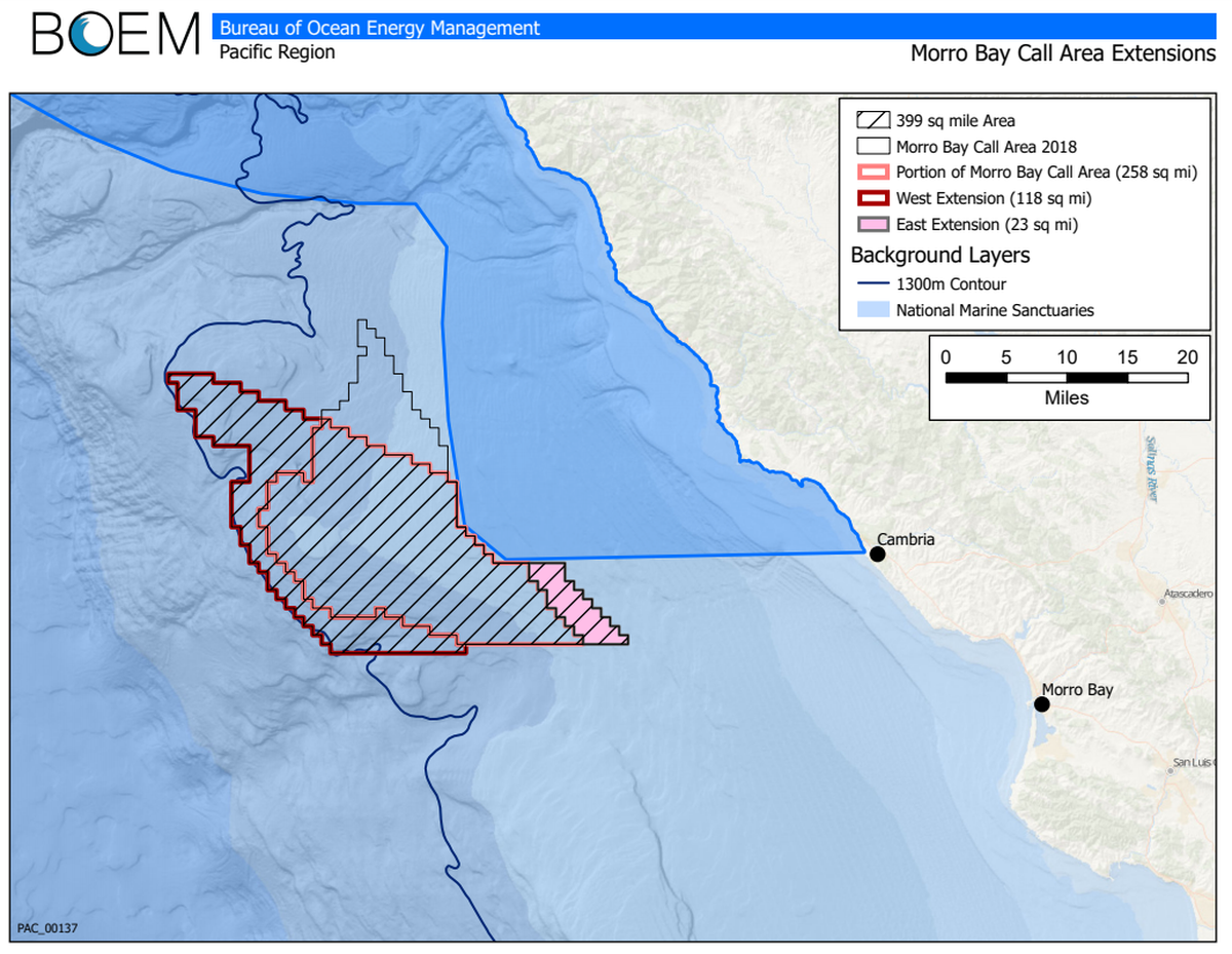 A map of the proposed area for offshore wind turbine development.