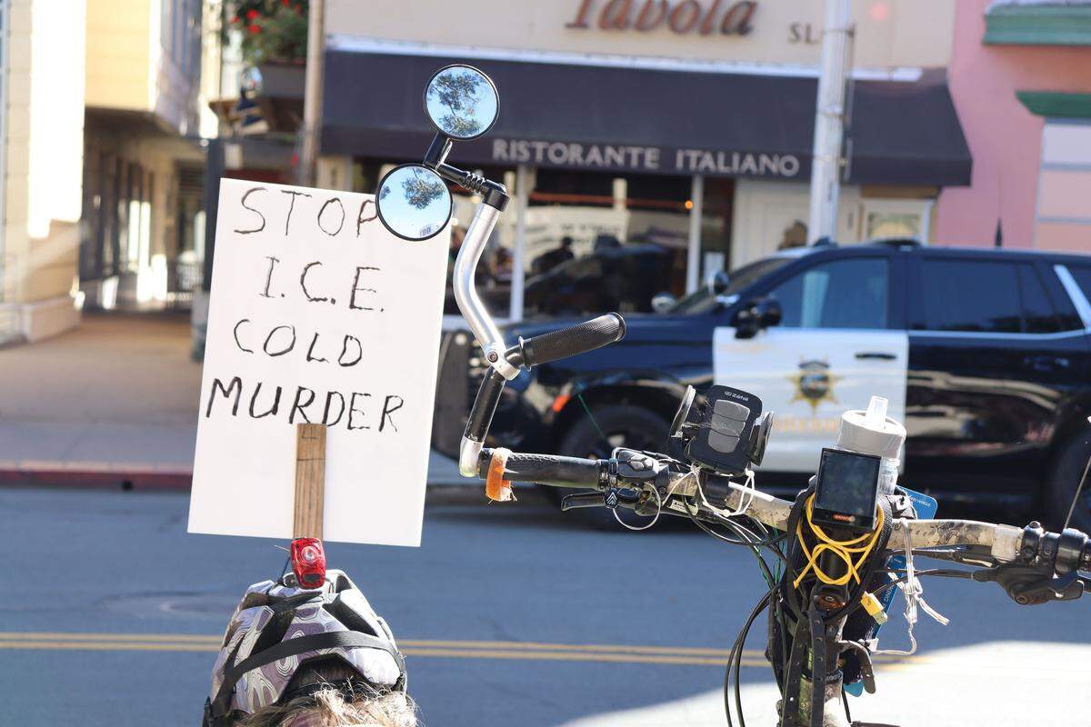 A protest took place outside the San Luis Obispo County Board of Supervisors meeting Jan. 27, 2026, where the Sheriff’s Office was expected to share information about its cooperation with ICE.