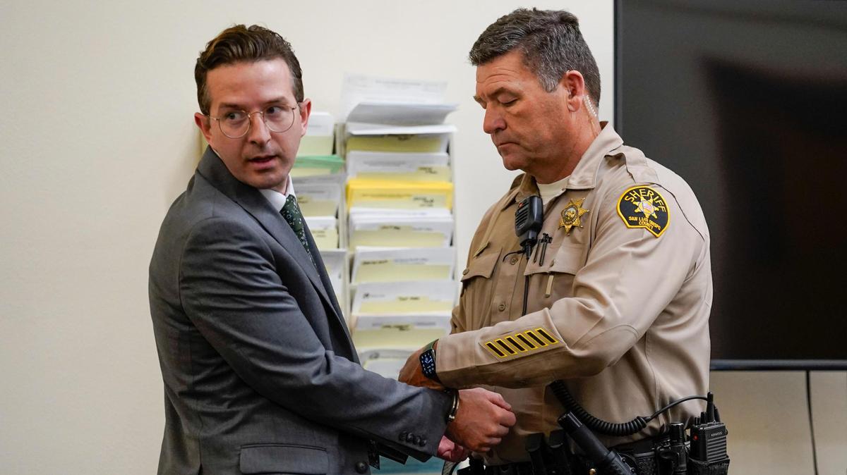 Nate Abate is remanded to the San Luis Obispo County Sheriff’s Office’s custody in San Luis Obispo Superior Court on Friday, Oct. 18, 2024. Abate was charged with two counts of rape by force, one count of rape by intoxication and oral copulation of a minor — all felonies.