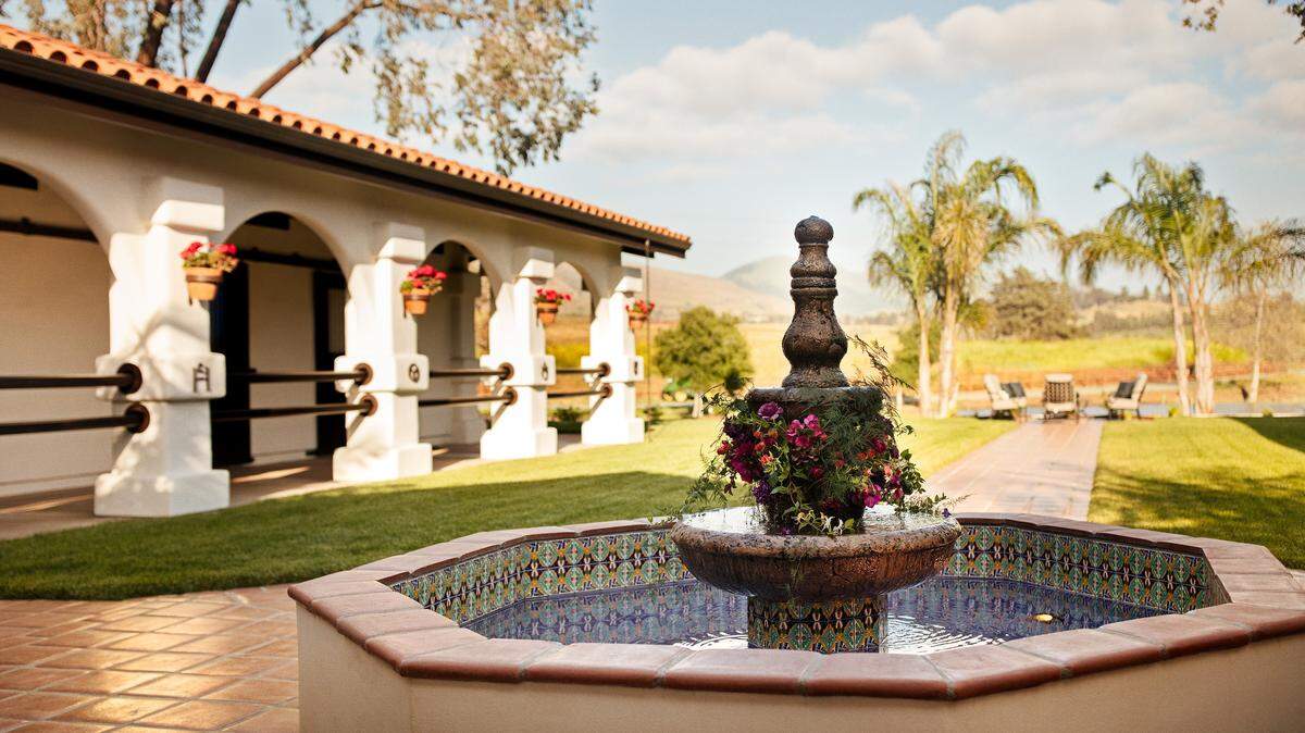A fountain stands in the courtyard of La Lomita Ranch in San Luis Obispo.