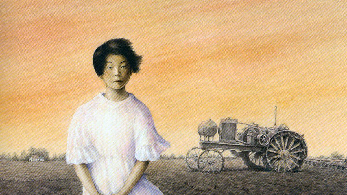 Allen Say’s drawing of Alice Eto and her father’s tractor on the Los Osos farm set in the mid 1920s in the book “Music for Alice.”