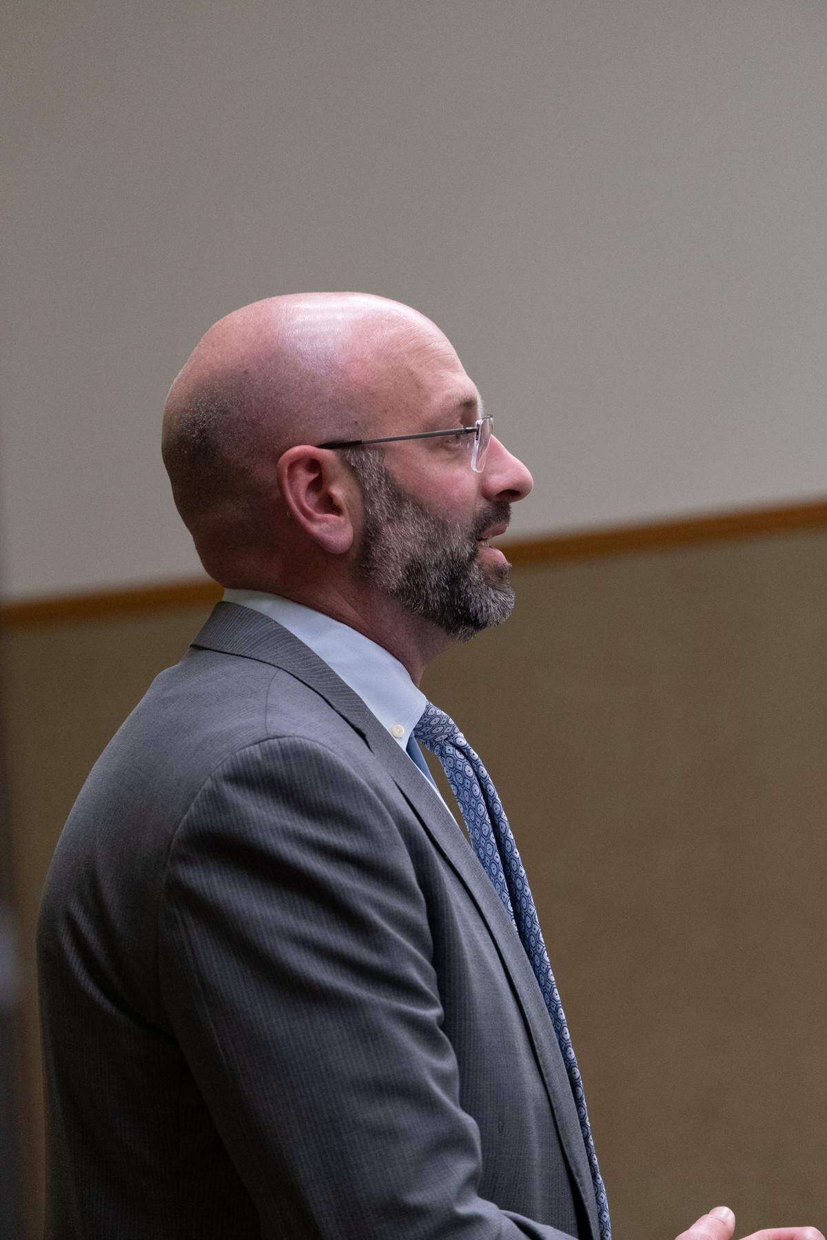 San Luis Obispo County Deputy District Attorney Ben Blumenthal during the trial against Stephen Deflaun in San Luis Obispo Superior Court on Apr. 20, 2023.
