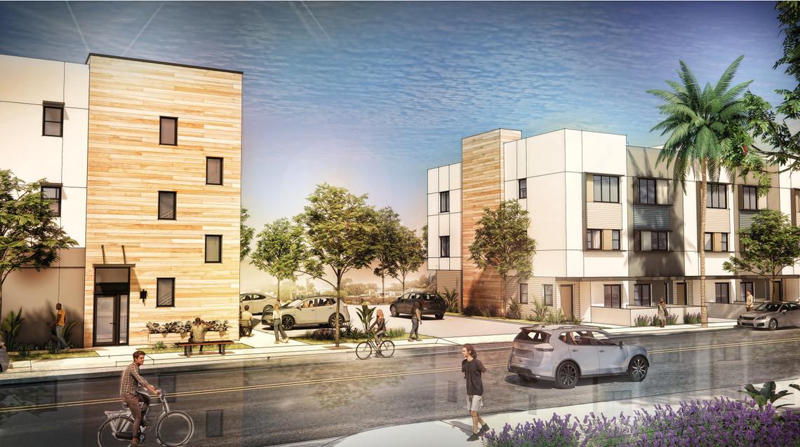 The Solstice project from applicant Brad Foote and developer Coastal Community Builders is planned to bring 28 townhomes and a pair of mixed-use commercial buildings to 359 Front St. in Grover Beach.