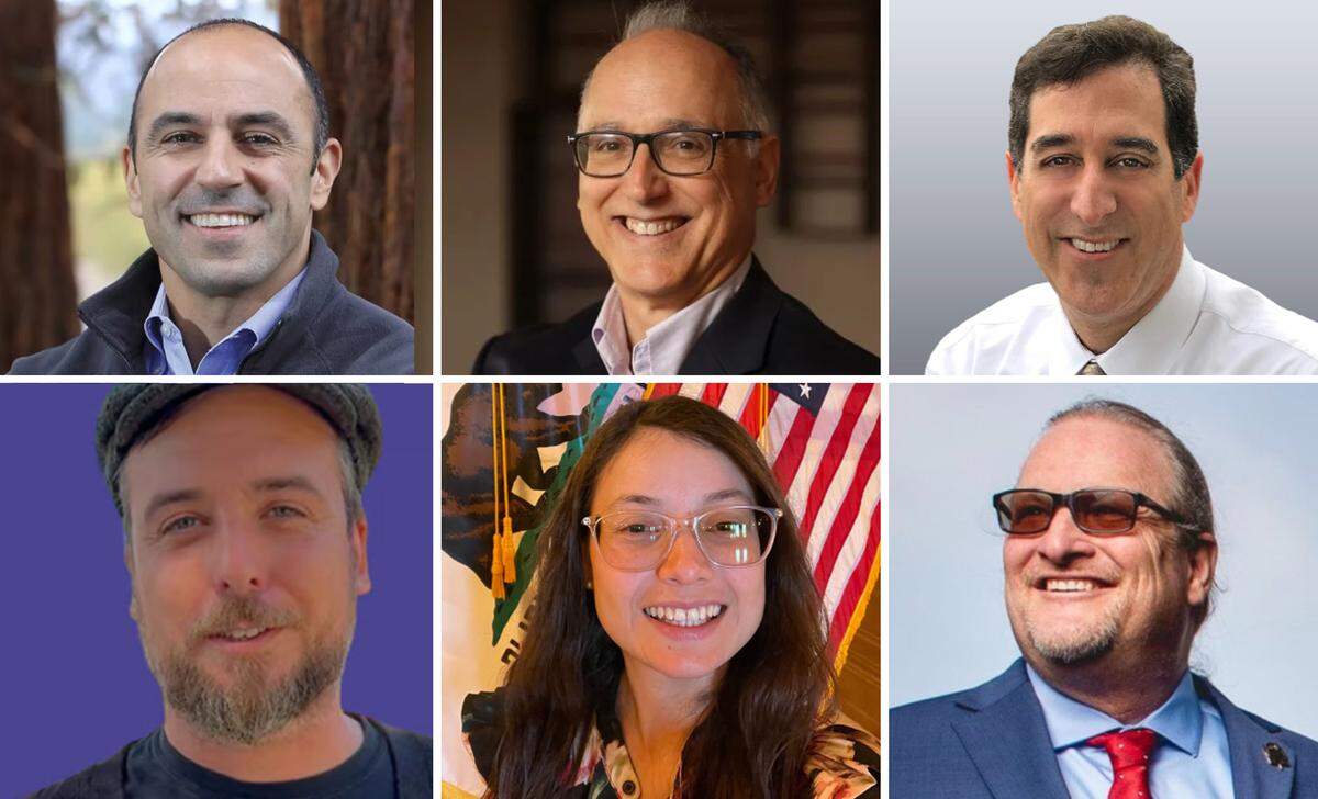 Seven candidates are running for Congress in the 19th District, clockwise from top left: Jimmy Panetta, Peter Verbica, Tuka Gafari, Lars Mapstead, Ana Luz Acevedo-Cabrera and Sean Dougherty. Not pictured is Thomas Coxe.