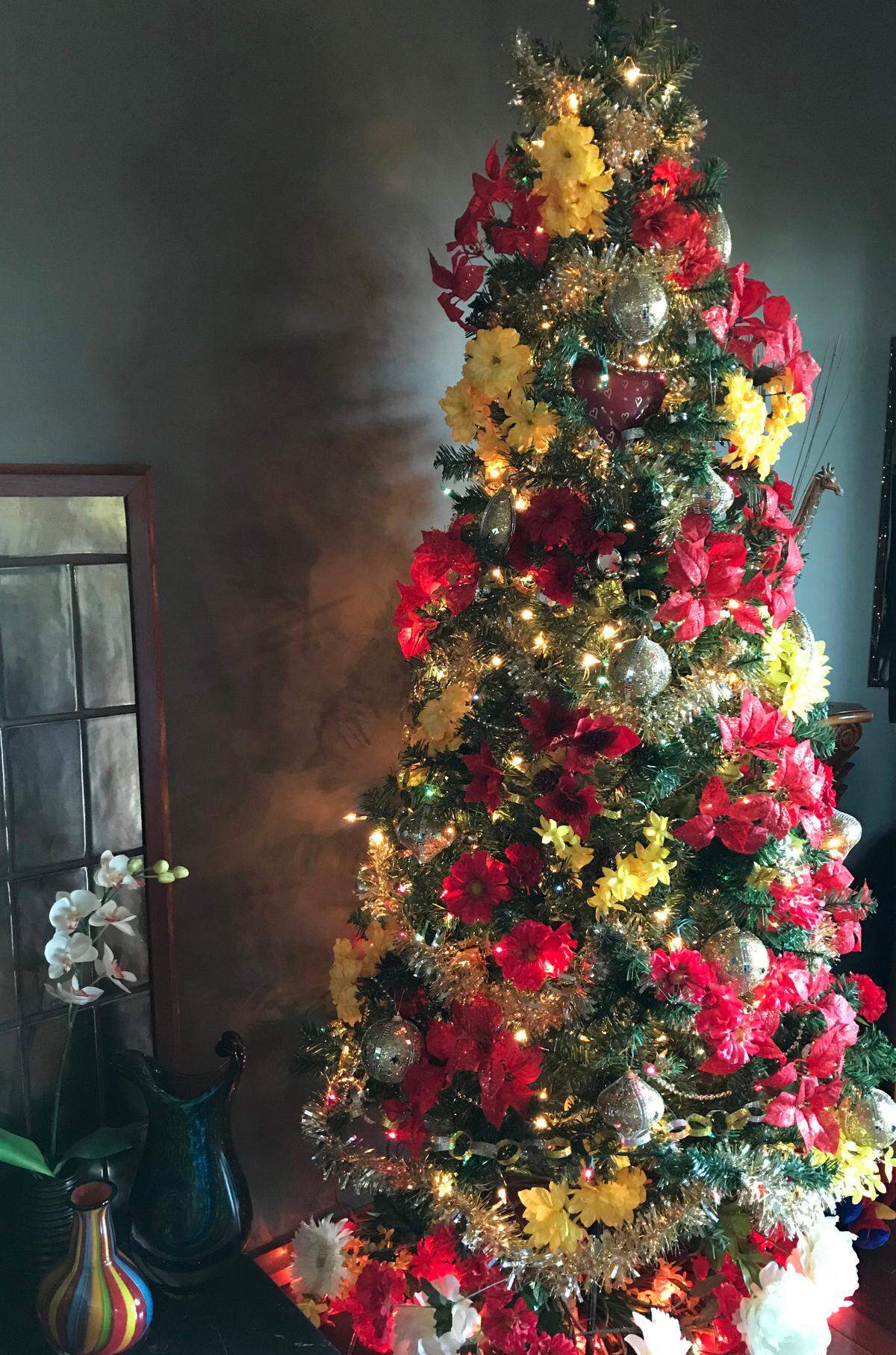 This is one of the year-round Christmas trees in the home of Cambrian columnist Kathe Tanner and husband Richard Tanner, evoking happy memories of holiday trees in the past. She redecorates their indoor trees to suit the seasons.