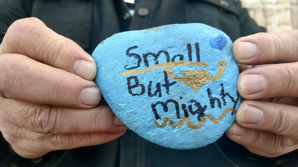 Students gave Hearst Castle guide Erin Gates this Kindness Rock.