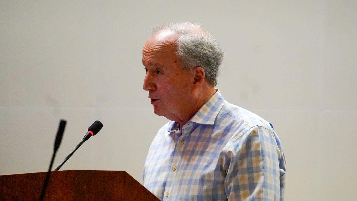 Dana Reserve developer Nick Tompkins speaks to the San Luis Obispo County Planning Commission during the project’s final hearing Oct. 24, 2023. The Planning Commission voted 4-1 to recommend the project to the Board of Supervisors for approval, with a few changes.