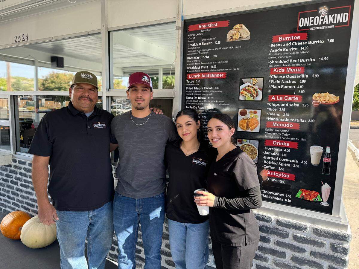 From left, Enrique Garcia, Luis Garcia, Kennea Valdez and Yahaira Garcia pose for a photo at One of a Kind Mexican Restaurant in Paso Robles. The Garcia’s expanded from a food truck to a brick-and-mortar restaurant in mid-August.