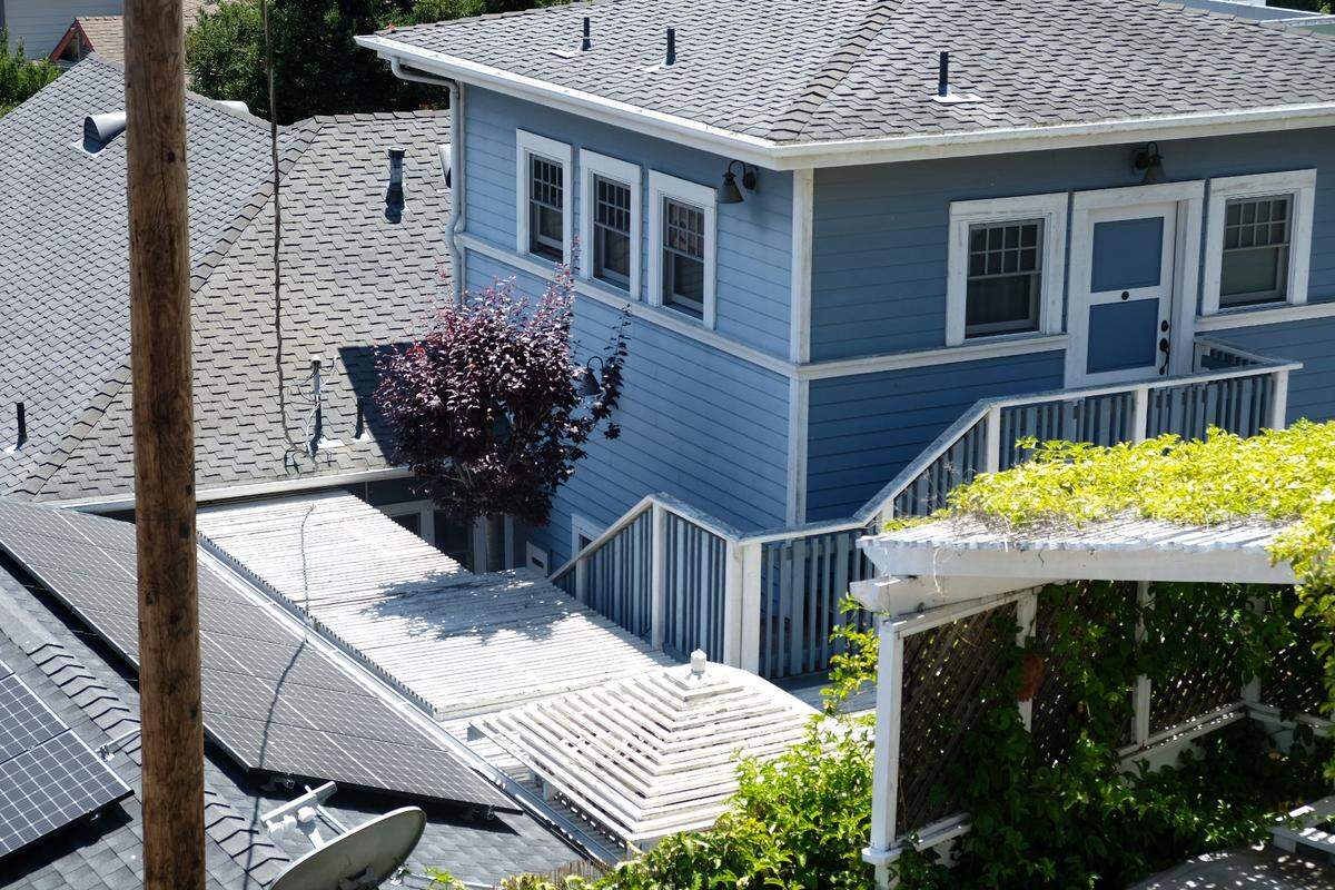 A view of the backyard of Susan Flores’ home during the second day of a search warrant investigation in the Kristin Smart murder case on Thursday, May 7, 2026. Sheriff’s Office investigators were working on a multi-day search of the property.