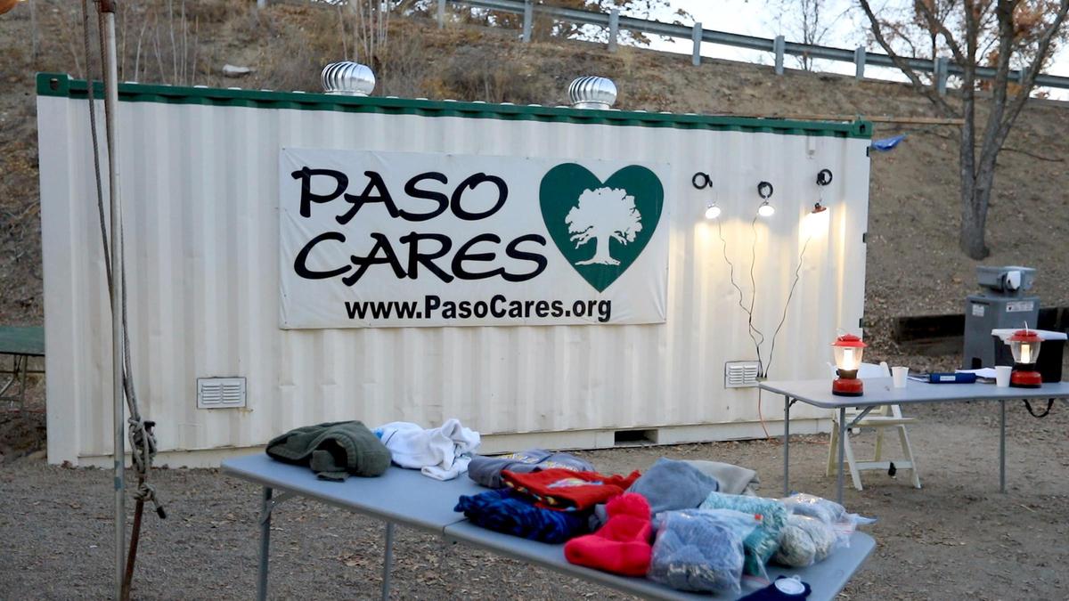 Homeless residents looking to stay at the new shelter check in nightly at the Paso Cares-ECHO dinner site near Riverside Avenue and 24th Street.
