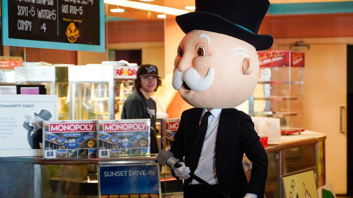 Mr. Monopoly and representatives of Monopoly localizer Top Trumps paid a visit to the Fremont Theater to debut a San Luis Obispo County-themed version of the board game Wednesday, Sept. 4, 2024.