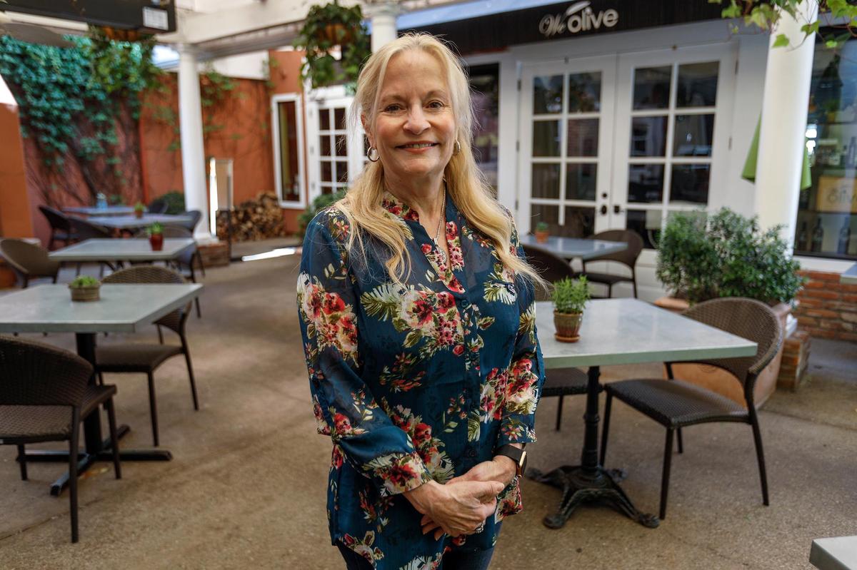 In 2020, Debbie Thomas of Thomas Hill Organics rearranged her courtyard seating to comply with COVID-19 social distancing regulations.