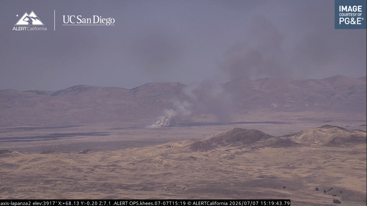 A 100-acre vegetation fire broke out near the edge of San Luis Obispo County just south of Highway 58 on July 7, 2026.
