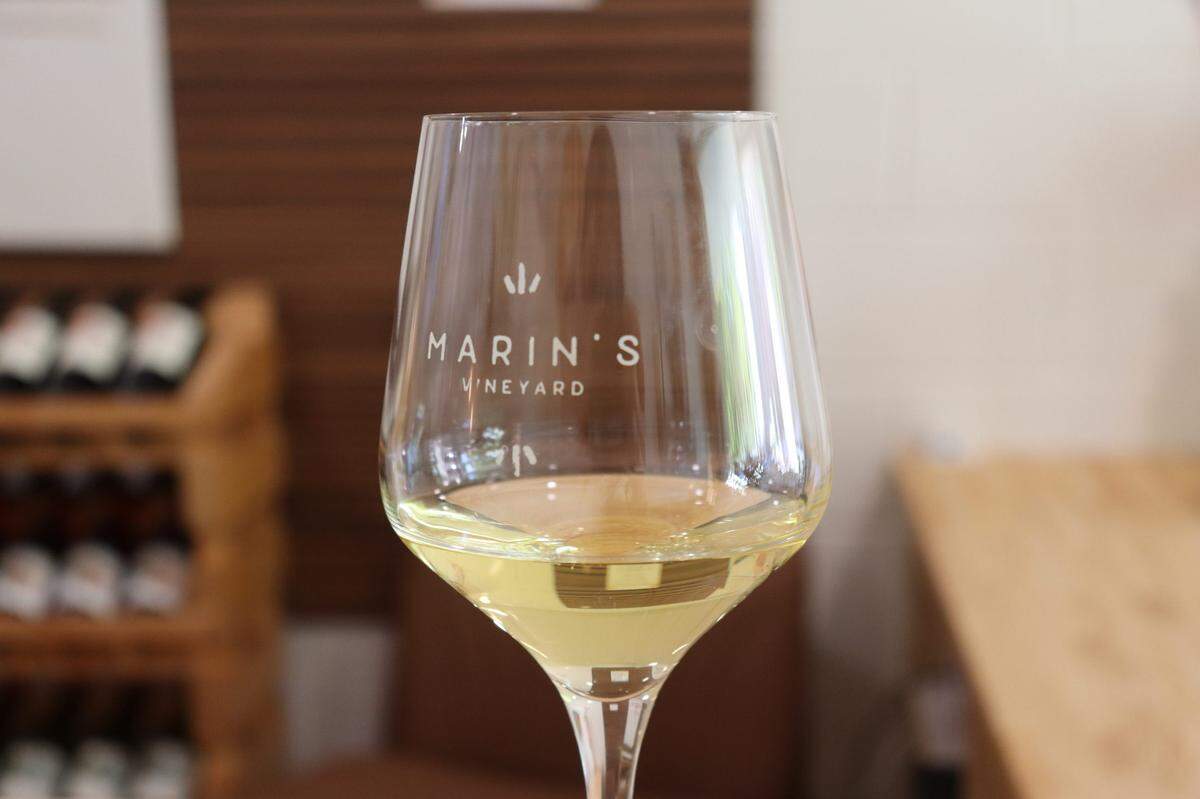Marin’s Vineyard tasting room opened at 5983 Entrada Ave. in downtown Atascadero in August 2024. Their best seller, pictured, is a sparkling viognier made in pétillant naturel style, a naturally carbonated white wine with notes of stone fruit and honeysuckle.