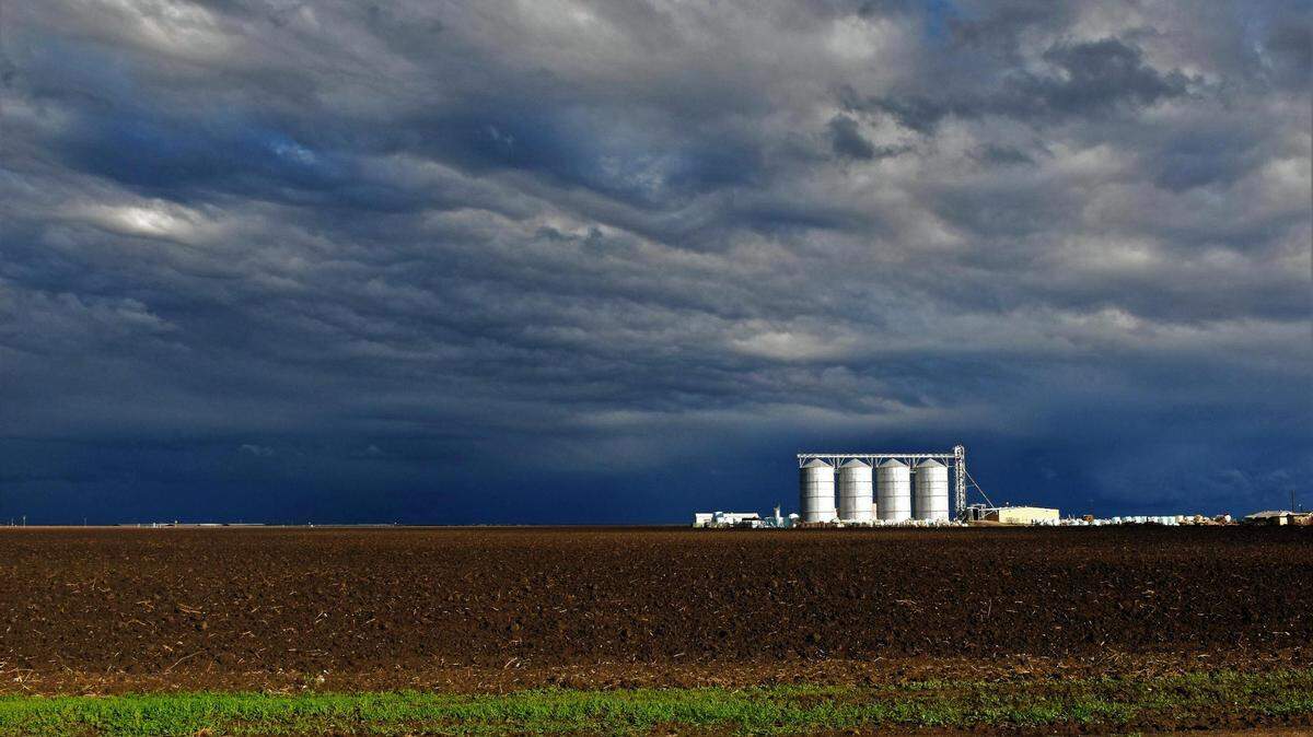 Dark clouds over the San Joaquin Valley.
