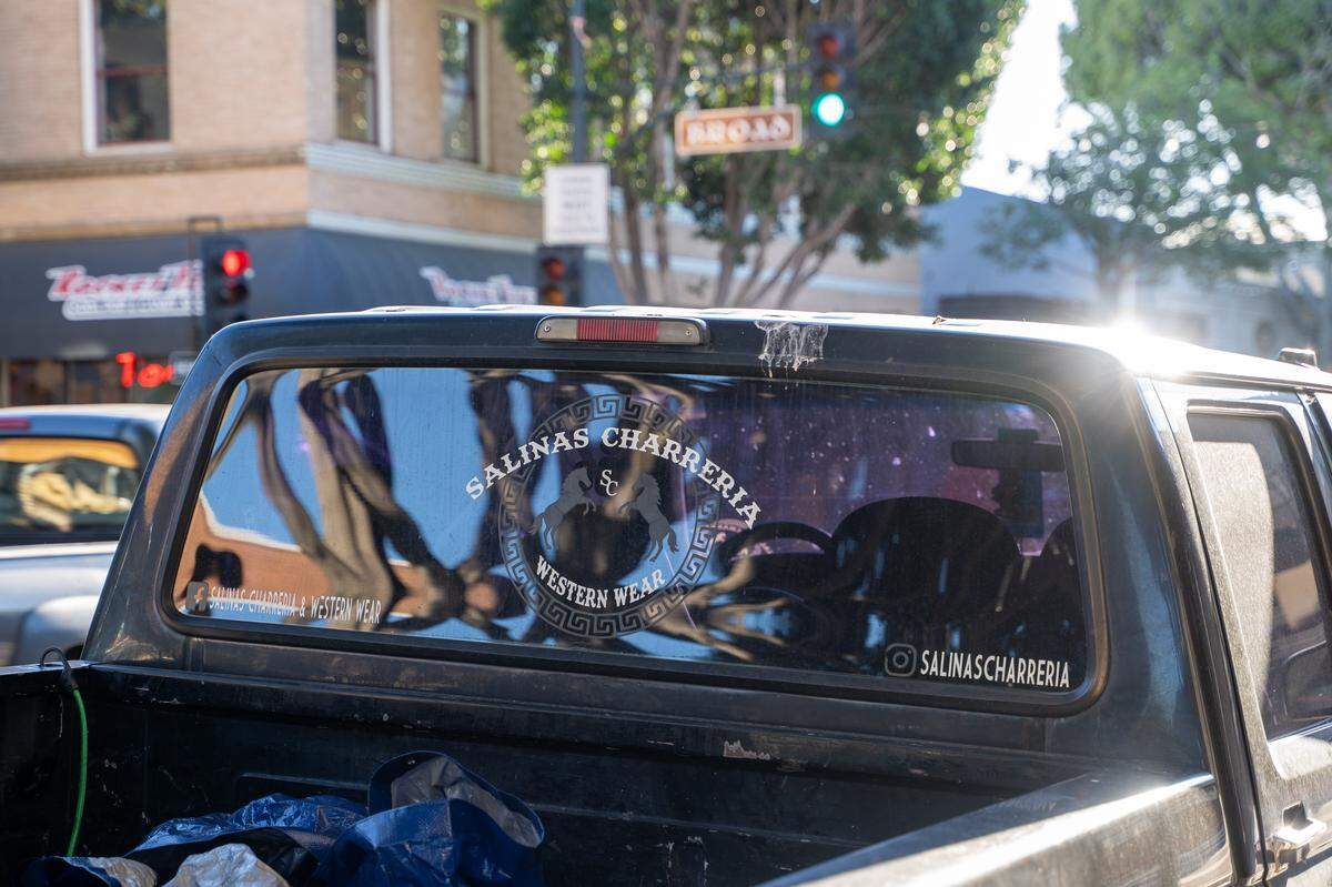 A truck emblazoned with Salinas Charreria & Western Wear's logo sits outside the business' location at 716 Higuera St. in San Luis Obispo The interior of Salinas Charreria Western Wear, pictured here on Tuesday, Jan. 27, 2026. Salinas Charreria & Western Wear opened its San Luis Obispo location Jan. 3 and has proved a hit already, drawing large crowds on opening day.