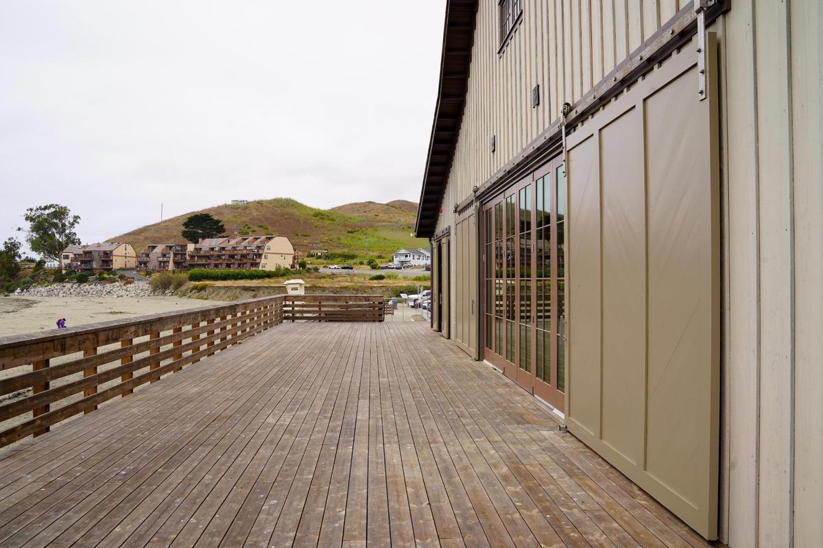 New sliding doors and weatherproof windows were added to Cayucos Landing as part of a $5 million renovation, pictured here Wednesday, July 16, 2025. Cayucos Landing will reopen to the public for the first time Sept. 19-21 for Cayucos’ 150th birthday.