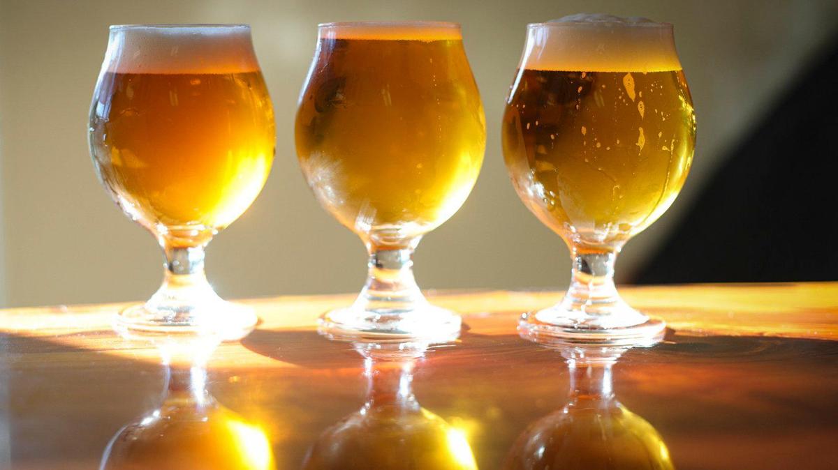 Award winning beers from the left, Lucy in the Rye, Aurora, Monks in Space; Apogee Brewing Co. in Grover Beach has won national awards for their beer, seen here on Nov. 4, 2024.