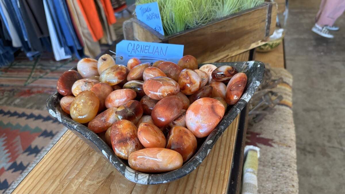 A Satellite of Love at 1235 Monterey St. in San Luis Obispo has carnelian, a prized mineral that has healing properties, seen here on June 6, 2026.
