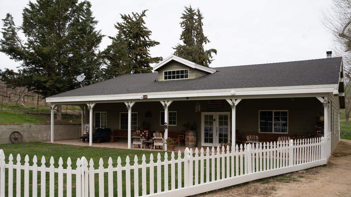 Creston Manor, a 577-acre property on Calf Canyon Road, is up for sale for around $7 million, pictured here Monday, Feb. 9, 2026. The property was once owned by "Jeopardy!" host Alex Trebek and includes 22 acres of vineyard vines, farm land and several residences.