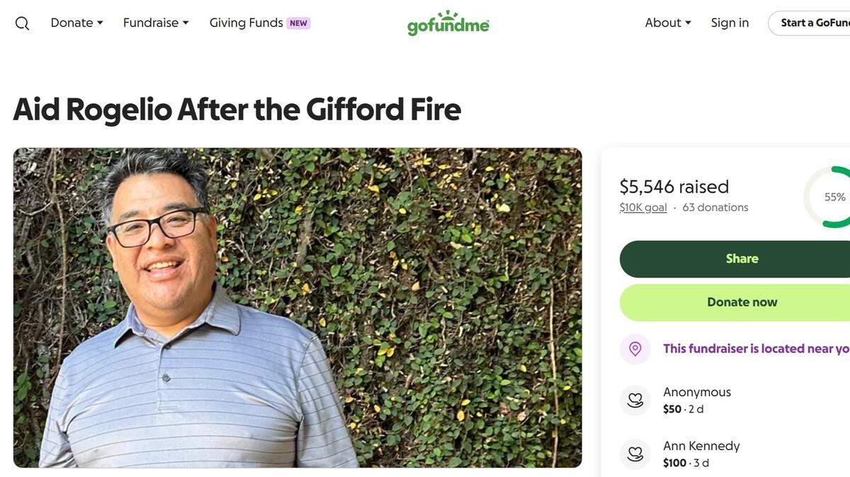 Truck driver Rogelio Fernandez suffered severe burns in the Gifford Fire on Aug. 1, 2025. His daughter started a GoFundMe to cover his medical expenses.
