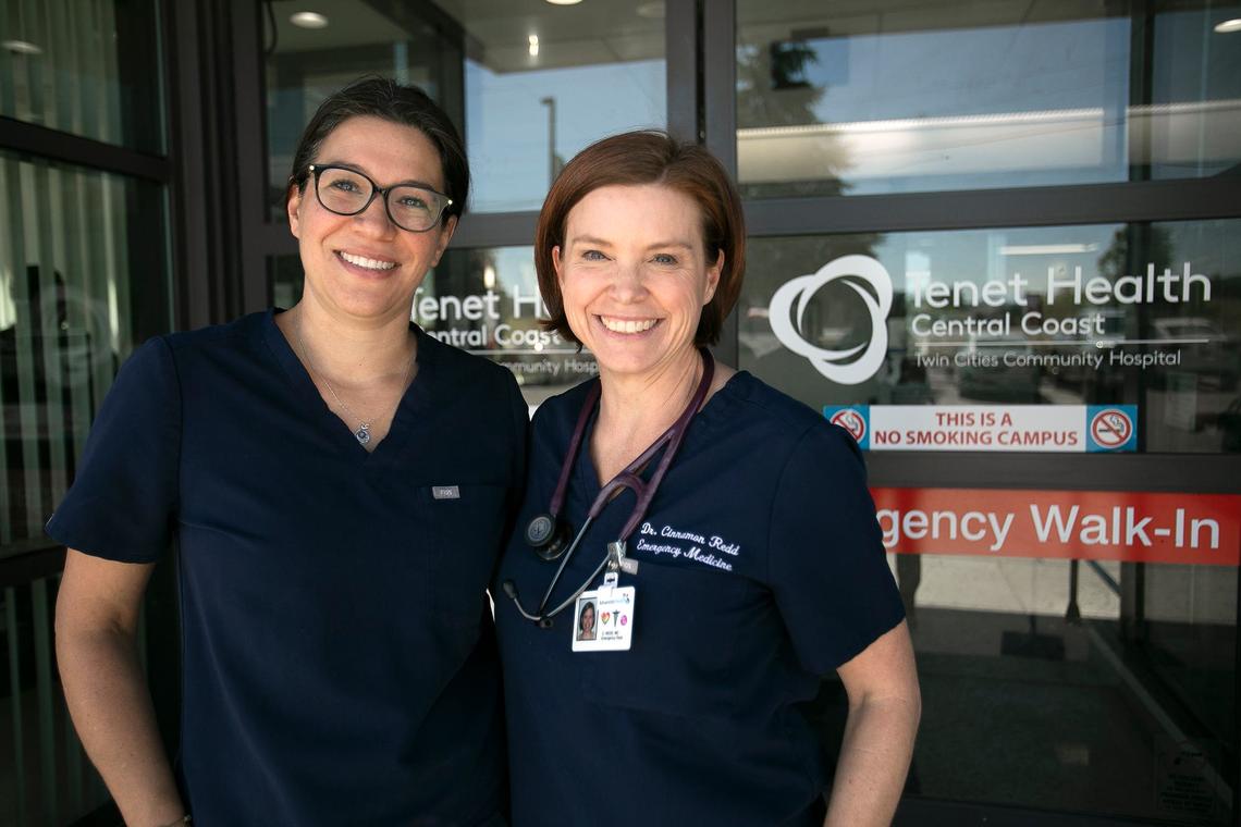 Dr. Cinnamon Redd, right, has practiced emergency medicine in San Luis, Obispo County for 20 years. Samantha Sams, 39, is an Adventist Health emergency room nurse. They both work at Adventist Health Twin Cities Emergency Department.