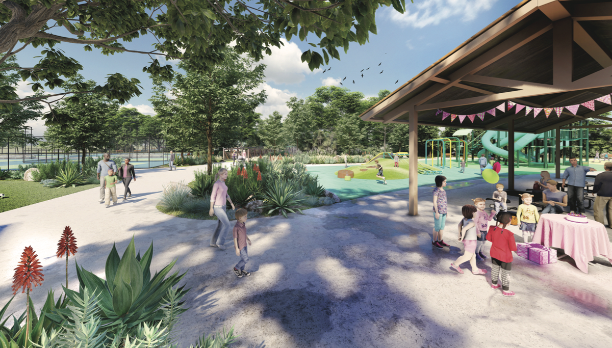 A rendering shows the final concept plan for the Righetti Community Park in San Luis Obispo.