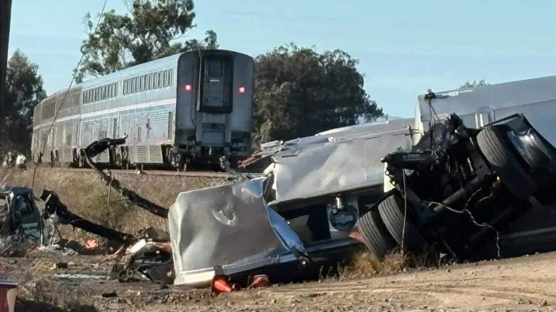 About 260 passengers were on an Amtrak train that collided with a truck crossing the tracks west of Santa Maria on Wednesday afternoon, Oct. 1, 2025. The injured truck driver was transported to Marian Regional Medical Center, according to the Santa Barbara County Fire Department.