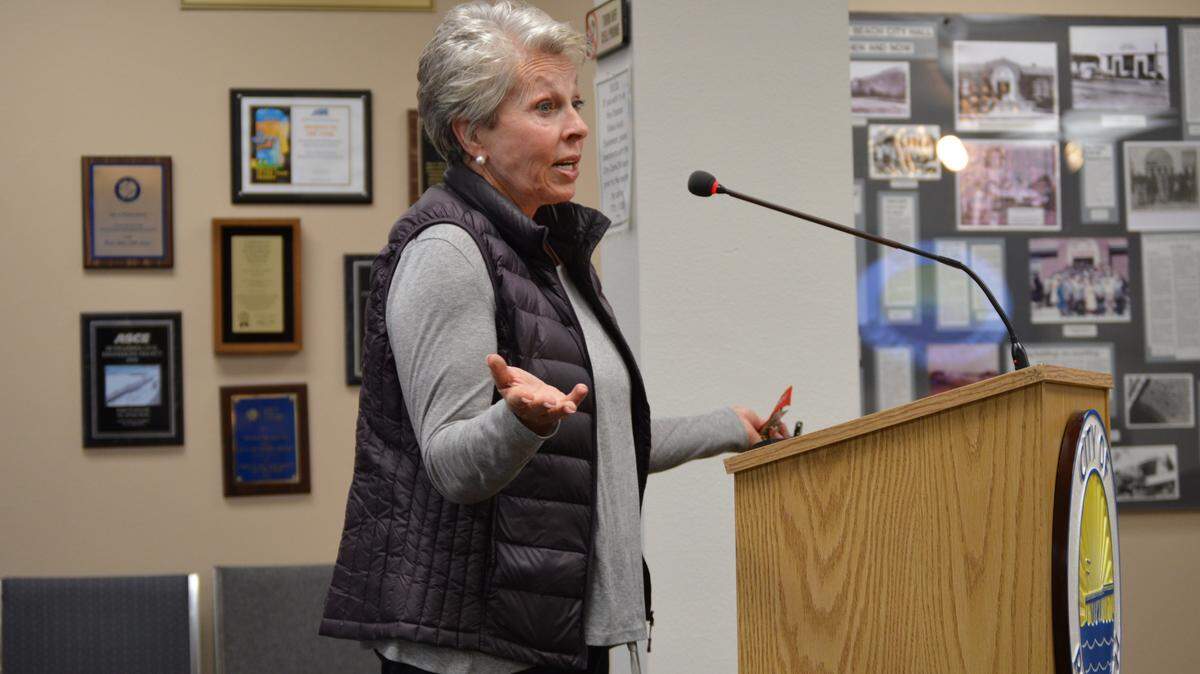 Madeline Moore tells the Pismo Beach City Council that medical marijuana has helped her mother, who has dementia, feel relief from extreme anxiety.