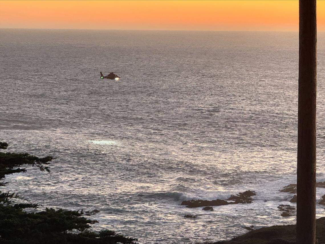 Officials search for a man swept into the ocean at Soberanes Point in Garrapata State Park on Saturday, Nov. 23, 2025.
