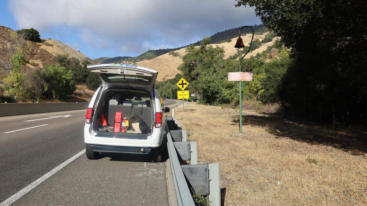 Cody Miller, 36, was arrested after allegedly carjacking this Regional Transit Authority van on Oct. 28, 2024, the San Luis Obispo Police Department said. He allegedly stole the van as the van’s driver was pumping gas in San Luis Obispo. He was stopped on Highway 101 northbound near Old Stagecoach Road.