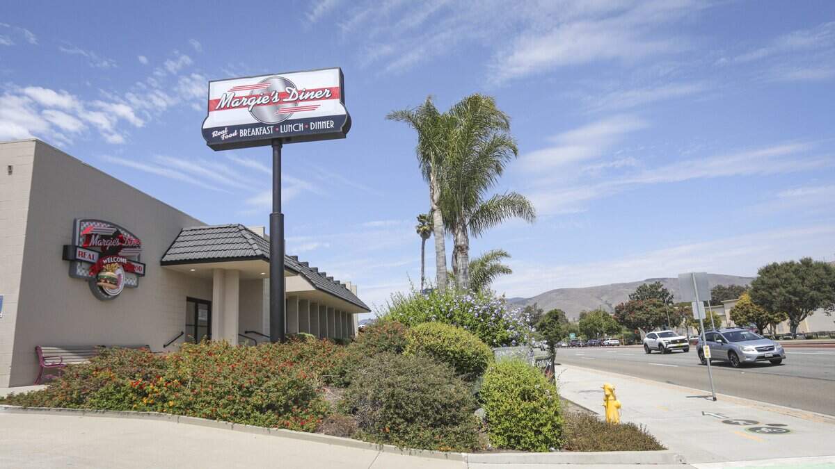 Signs were up announcing the new location of Margie’s Diner on Madonna Road in San Luis Obispo. The location was being finished as of July 13, 2026.