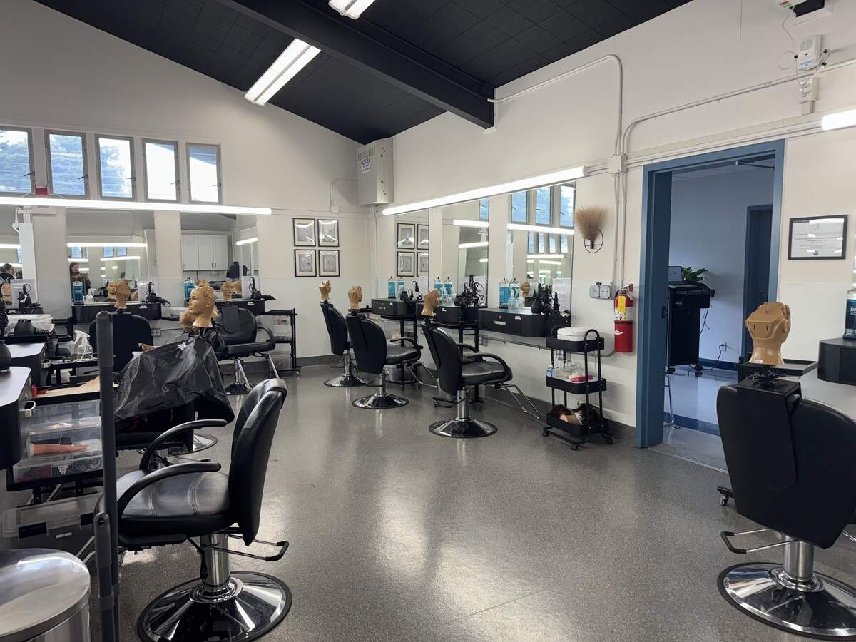 There are more than a dozen hair stations at The Salon at Lucia Mar in Arroyo Grande. A classroom was converted into a cosmetology school three years ago. Seen here on Feb. 17, 2026.