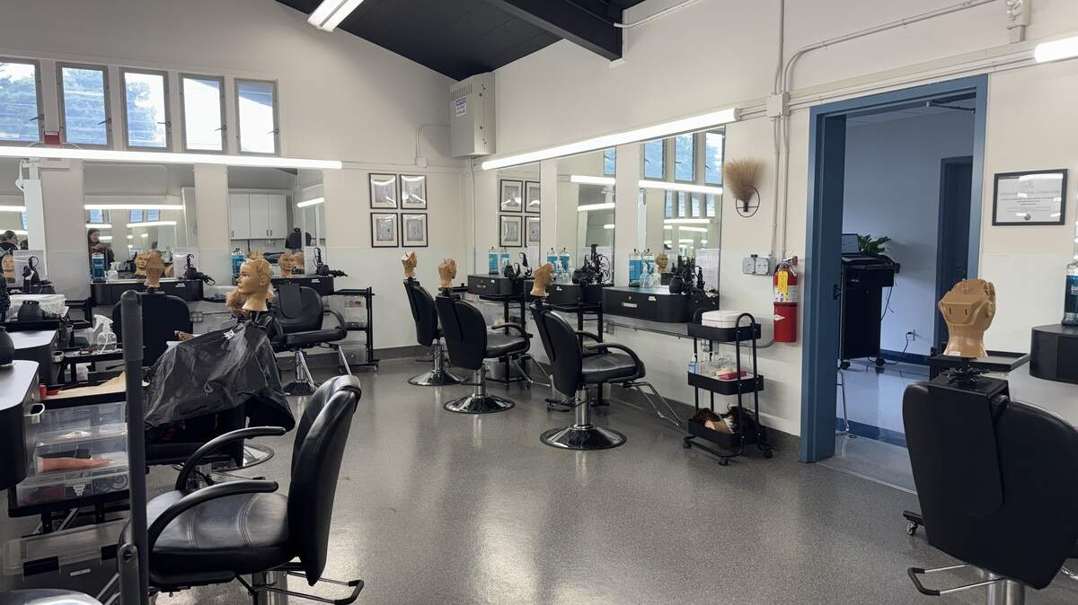 There are more than a dozen hair stations at The Salon at Lucia Mar in Arroyo Grande. A classroom was converted into a cosmetology school three years ago. Seen here on Feb. 17, 2026.