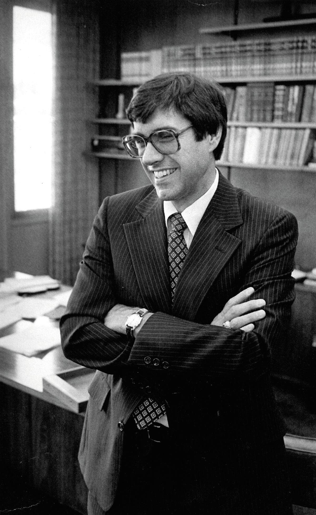 Cal Poly President Warren Baker in a photo from the 1980s. He was the youngest CSU campus president when he took the job at age 40 in 1979.